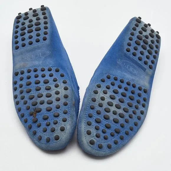 Tod's Blue Suede Slip On Loafers Size 37.5 Shoes